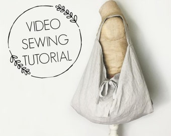 Linen Tote Sewing Tutorial - Baggy Tote - Market Bag - Upcycled Clothing - DIY Tote Bag - This is a tutorial, not a pattern