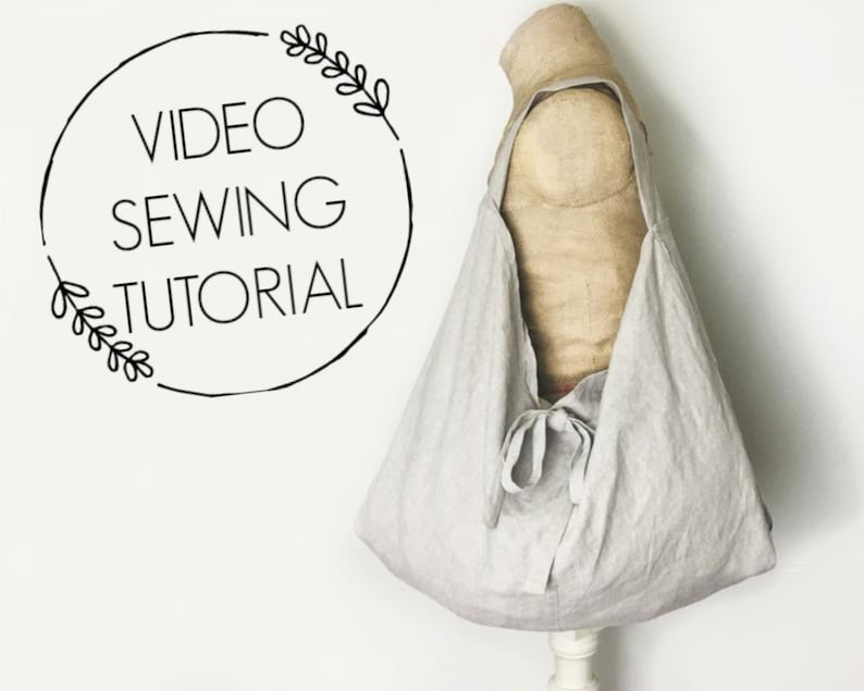 Linen Tote Sewing Tutorial Baggy Tote Market Bag Upcycled Clothing DIY Tote Bag This is a tutorial, not a pattern image 1