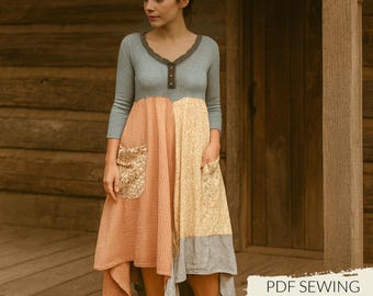 Upcycled Boho Dress Sewing Tutorial: DIY Hippie Dress (PDF)