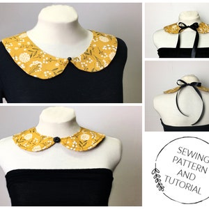 Detachable Collar Pattern and Video Tutorial- Removable Collar Pattern - Peter Pan Collar Pattern - Rounded Collar Pattern - Collar With Bow