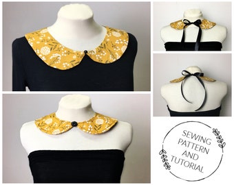 Detachable Collar Pattern and Video Tutorial- Removable Collar Pattern - Peter Pan Collar Pattern - Rounded Collar Pattern - Collar With Bow