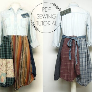 Long Tunic DIY - PDF Sewing Tutorial - Sewing DIY for Women - Upcycled Sewing Class - Tunic Tops - This is a tutorial, not a pattern