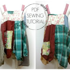 Boho Tunic Tutorial - PDF Sewing Tutorial - Sewing DIY - Patchwork Dress DIY - Upcycled Sewing Class - This is a tutorial, not a pattern