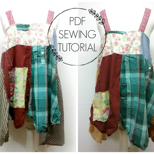 Tutoriel Boho Tunic - Tutoriel de couture PDF - Couture DIY - Patchwork Dress DIY - Upcycled Sewing Class - Ceci est un tutoriel, pas un modèle