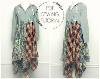 Boho Duster Sewing Tutorial - Long Jacket Sewing DIY - Printable Tutorial - Upcycled Sewing Class - This is a tutorial, not a pattern