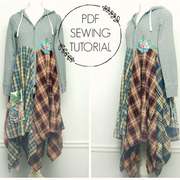 Boho Duster Sewing Tutorial - Long Jacket Sewing DIY - Printable Tutorial - Upcycled Sewing Class - This is a tutorial, not a pattern