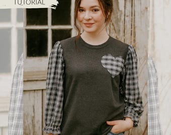 Naai-tutorial shirt met pofmouwen: geüpcycled kledingpatroon (pdf)