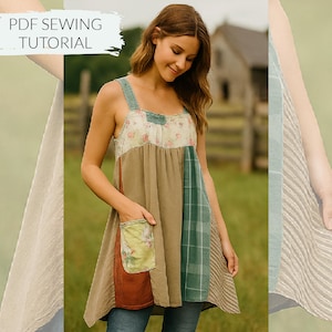 Boho Patchwork Smock Sewing Tutorial: Upcycled Dress DIY (PDF)
