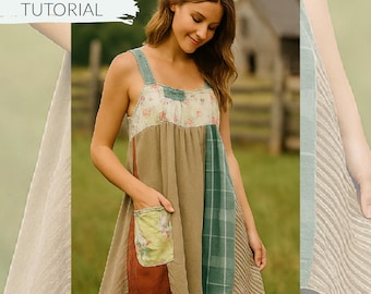 Tutorial di cucito per un grembiule patchwork boho: vestito riciclato fai da te (PDF)