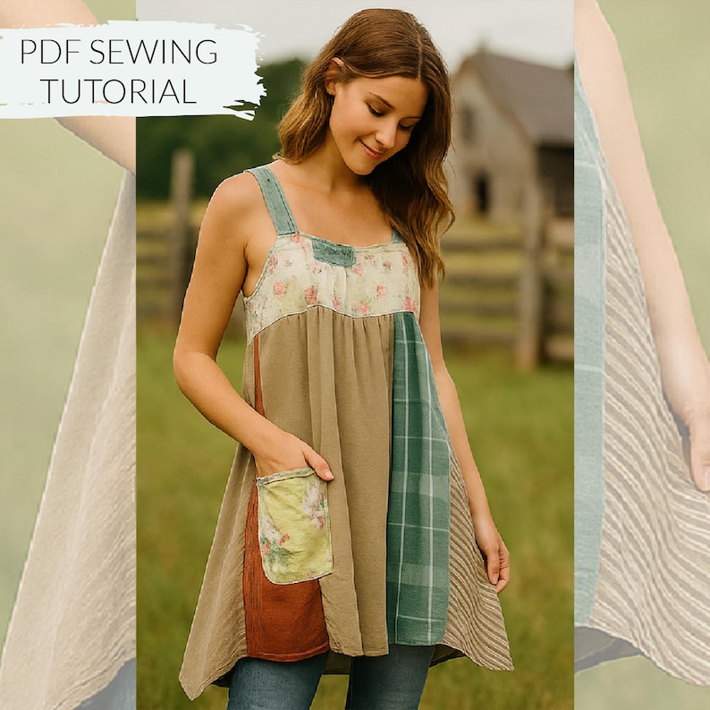 Boho Patchwork Smock Sewing Tutorial: Upcycled Dress DIY (PDF) image 1