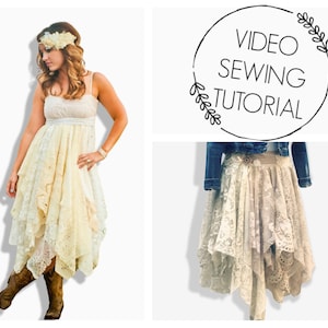 Lace Fairy Skirt Video Tutorial Sewing DIY Lace Skirt Wedding Skirt Gypsy Skirt Sewing Tutorial This is a tutorial, not a pattern image 1