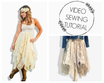 Lace Fairy Skirt Video Tutorial - Sewing DIY-  Lace Skirt - Wedding Skirt - Gypsy Skirt Sewing Tutorial - This is a tutorial, not a pattern