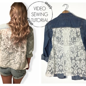 Lace Back Denim Shirt Video Tutorial - DIY - Sewing Tutorial - Boho Shirt - Upcycled Clothing - How To  - This is a tutorial, not a Pattern