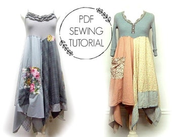 Dress Tutorial - Sewing DIY - Boho Dress Tutorial - Upcycled Sewing Class - Hippie Dress DIY - This  is a tutorial, not a pattern