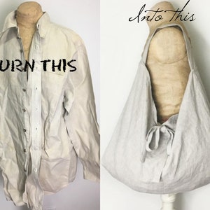 Linen Tote Sewing Tutorial Baggy Tote Market Bag Upcycled Clothing DIY Tote Bag This is a tutorial, not a pattern image 3