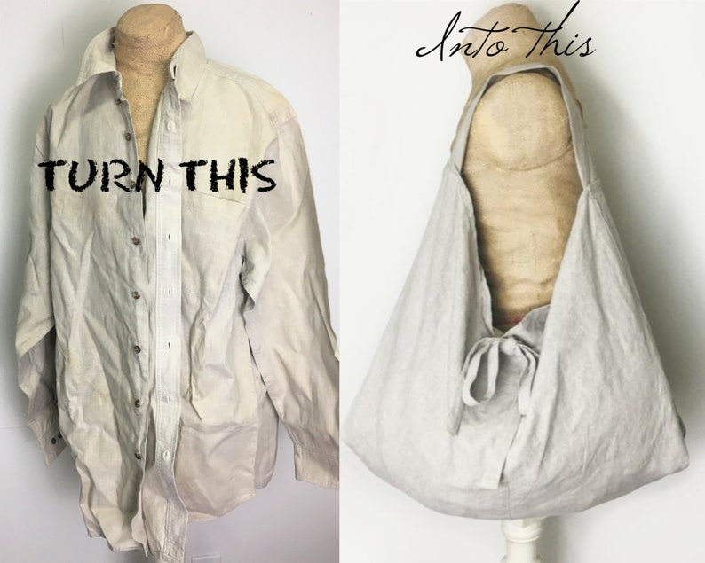 Linen Tote Sewing Tutorial Baggy Tote Market Bag Upcycled Clothing DIY Tote Bag This is a tutorial, not a pattern image 3