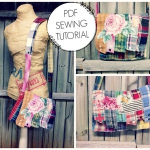Boho Purse Tutorial - Boho Bag Sewing DIY - Patchwork Bag - Messenger Bag - Upcycled Sewing Class - Ceci est un tutoriel, pas un bagout