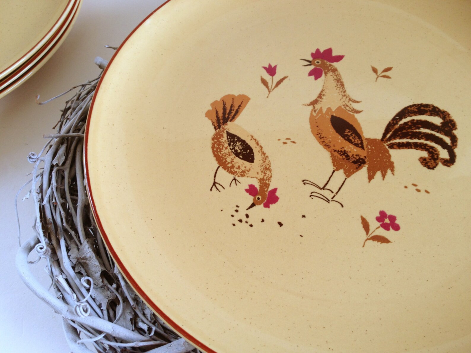 4 HONEY HEN dinner plates Harmony House yellow speckled Etsy