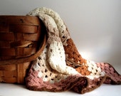 crochet blanket, granny square crochet afghan, brown beige rose, fringe lap blanket, boho crocheted light throw, cabin farmhouse decor 40x48