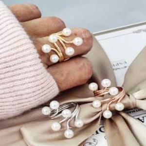 Mini Pearls Statement Ring