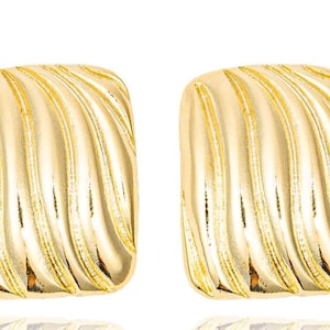 Rectangle textured 18K gold filled earrings