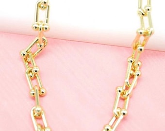 Paper clip bead link necklace