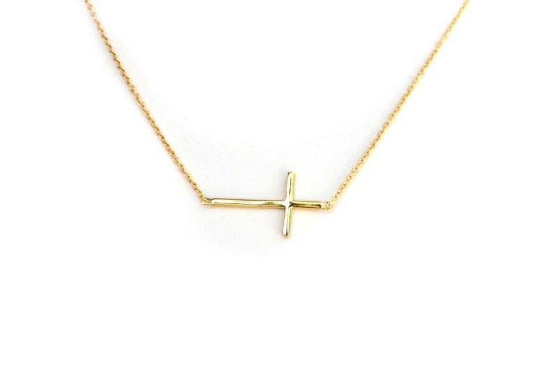 The Side Cross Necklace-Gold main image 0