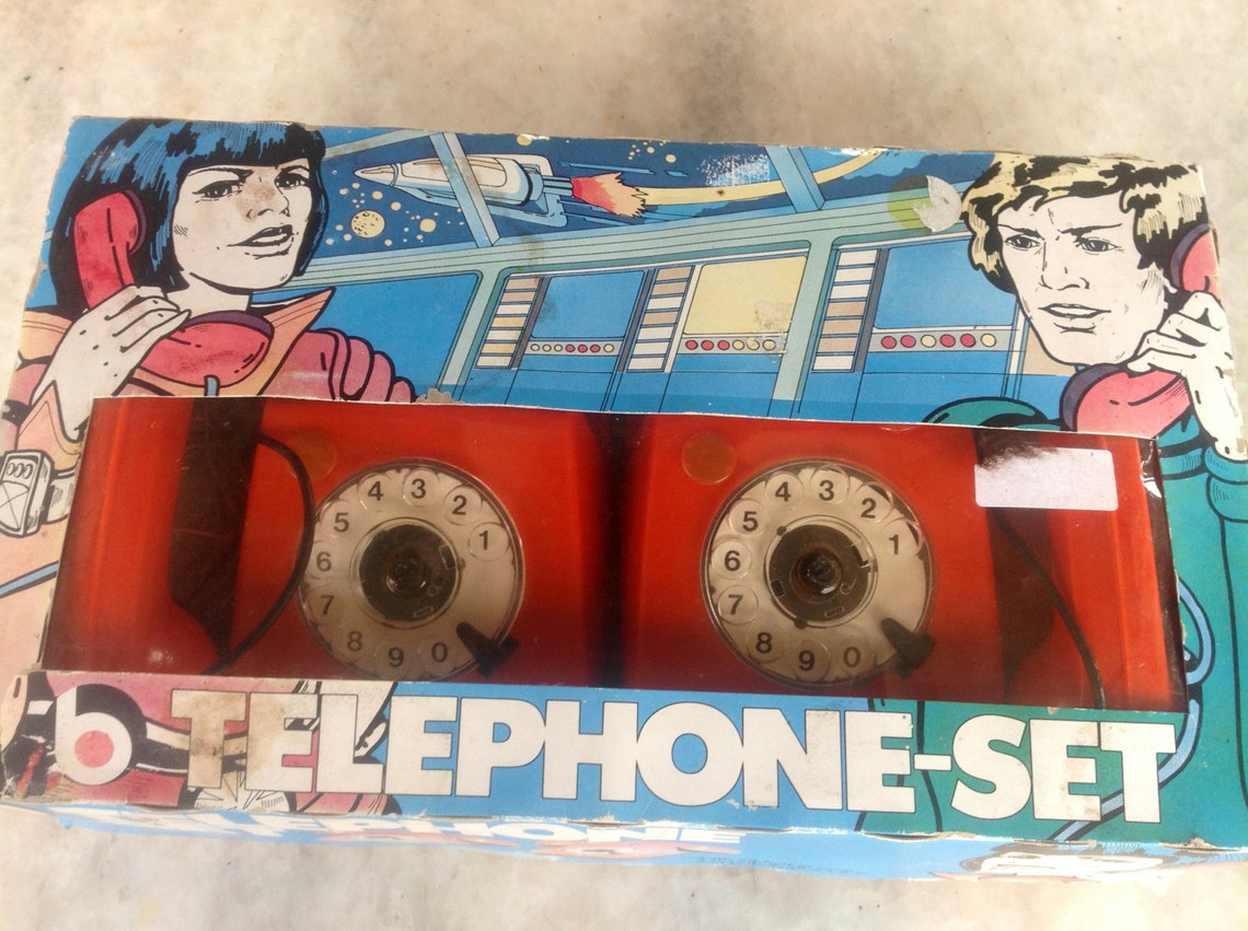 Vintage dial phone telephone toy set pair two battery Etsy