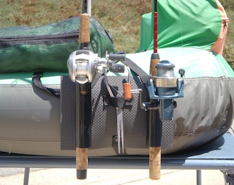 accessories for kayak fishing rod floats PShoreline Marine ROPEL PADDLE GEAR | Easy to Use & Secure | Hook & Loop Straps | Keeps Rod Afloat Bungee cord length Inflatable Boat Fishing Rod Holder