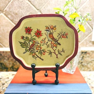 Vintage Tin Bird Platter Rustic Home Decor