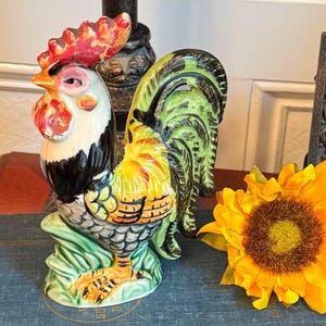 Vintage 1950s Rooster Figurine | UCAGCO Ceramics Japan | 7x5” | Mid Century Farmhouse Decor