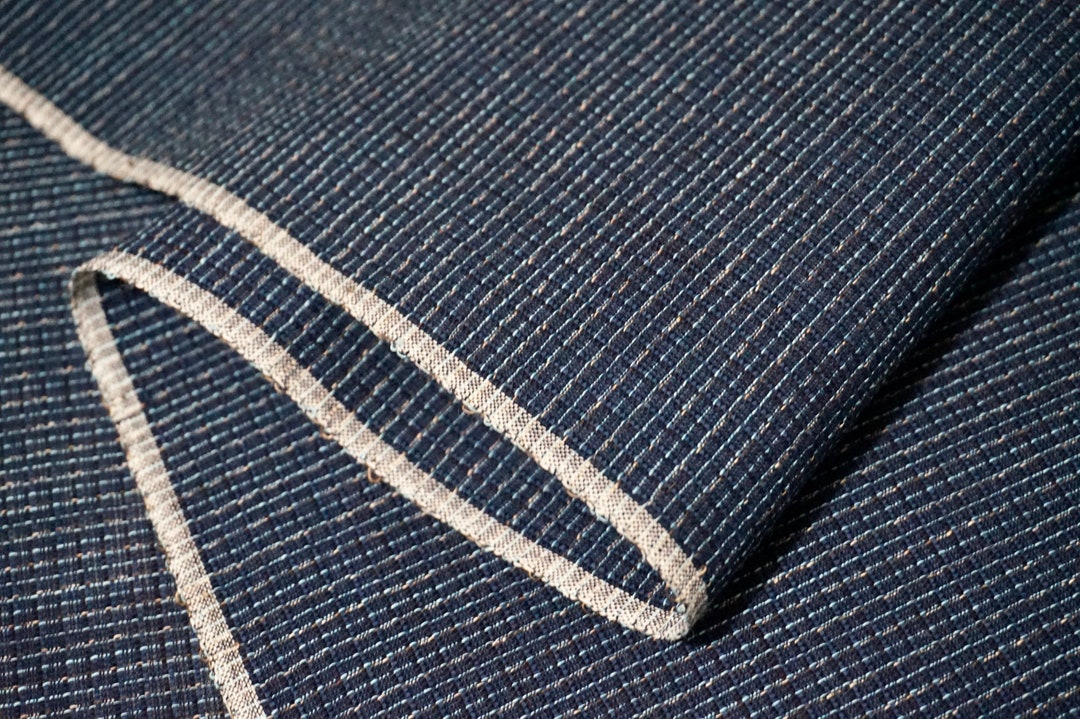 Vintage Japanese Cotton Kimono Fabric Indigo Awa Shijira Ori Etsy