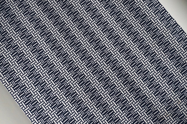 Indigo geometric cotton yukata fabric Vintage Japanese kimono fabric