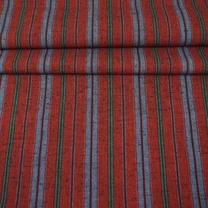 Vintage Japanese Hamamatsu momen - Vermillion red tsumugi cotton fabric for boro patchwork quilting clothing projects