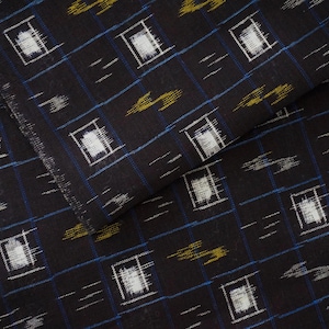 Vintage Japanese kimono fabric - Indigo Kurume kasuri cotton kimono fabric