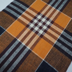 Vintage Japanese cotton fabric - Handwoven Yarn dyed Plaid cotton fabric for futon gawa