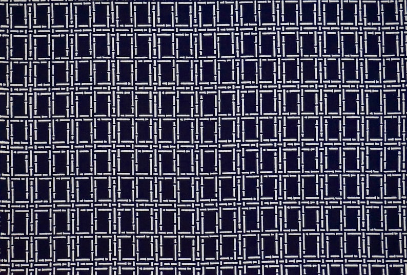 Indigo Geometric Bamboo cotton yukata fabric Vintage Japanese Kimono Fabric