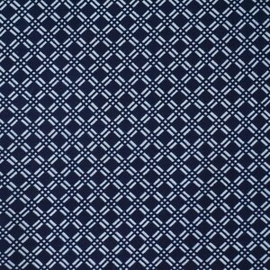 May include: A dark blue fabric with a white geometric pattern of intersecting lines and dots.