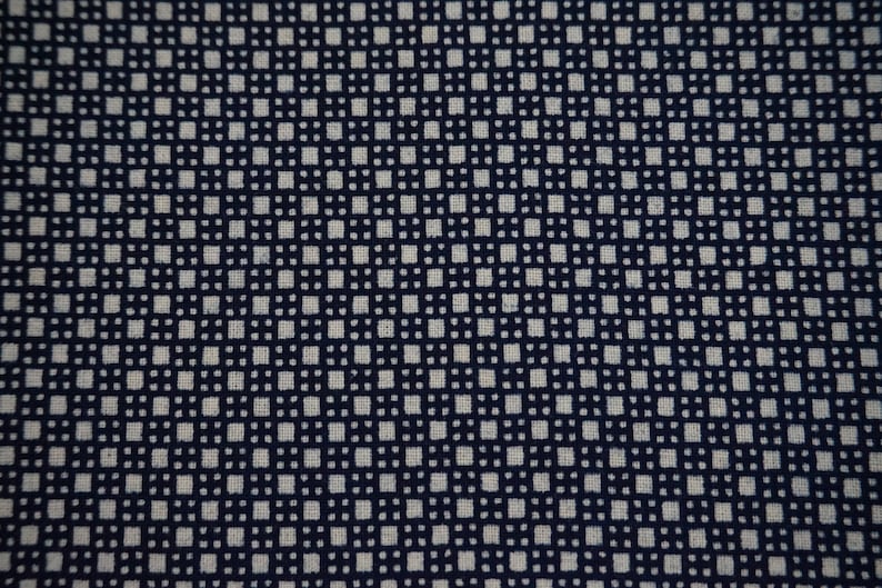 Indigo Mini Ichimatsu cotton yukata fabric Vintage Japanese Kimono Fabric