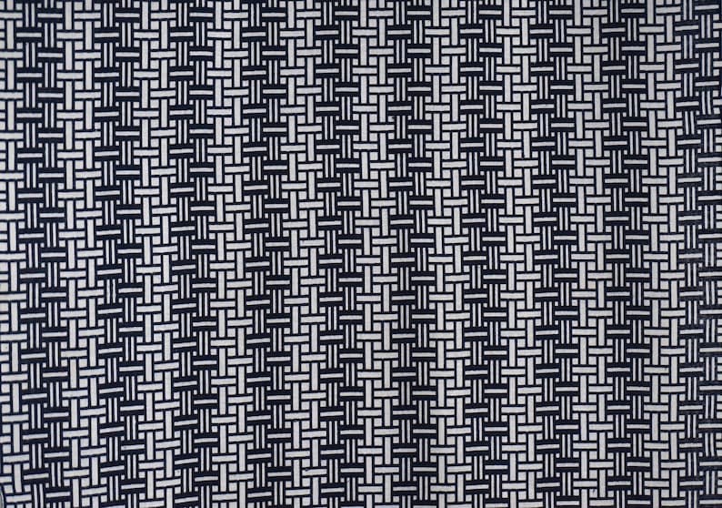 Indigo geometric cotton yukata fabric Vintage Japanese kimono fabric