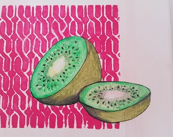 Kiwi - Part of a Series of 4 Fruit Paintings - fine art - handmade