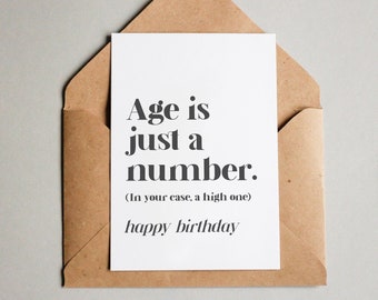 Birthday card "Age is just a (high) number - Happy Birthday"