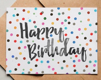 Designkarte "Pünktchen Happy Birthday" / Grußkarte / Postkarte / Geschenkkarte / Kunstdruck