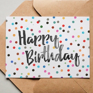 Designkarte Pünktchen Happy Birthday / Grußkarte / Postkarte / Geschenkkarte / Kunstdruck Bild 1