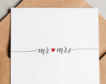 Hochzeitskarte "Mr & Mrs" / Hochzeitskarte / Grußkarte / Einladungskarte / Geschenkkarte / Kunstdruck