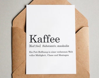 Designkarte "Wörterbuch: Kaffee"" / Grußkarte / Postkarte / Geschenkkarte / Kunstdruck