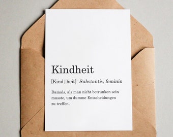 Designkarte "Wörterbuch: Kindheit"" / Grußkarte / Postkarte / Geschenkkarte / Kunstdruck