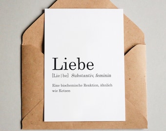 Designkarte "Wörterbuch: Liebe"" / Grußkarte / Postkarte / Geschenkkarte / Kunstdruck