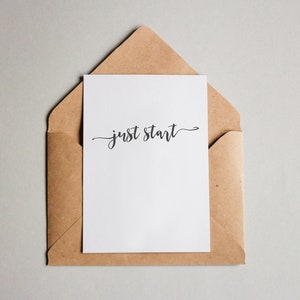 VENTE : Carte design « Just Start ! » / Carte de vœux / carte postale / carte cadeau / impression d'art