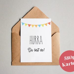 Carte design « Hourra, vous êtes là ! » / Carte de vœux / carte postale / carte cadeau / impression d'art